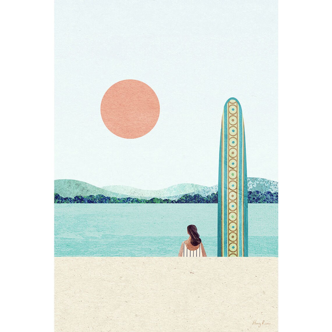 Surf Girl Print by Henry Rivers, Beach Poster - Image 3