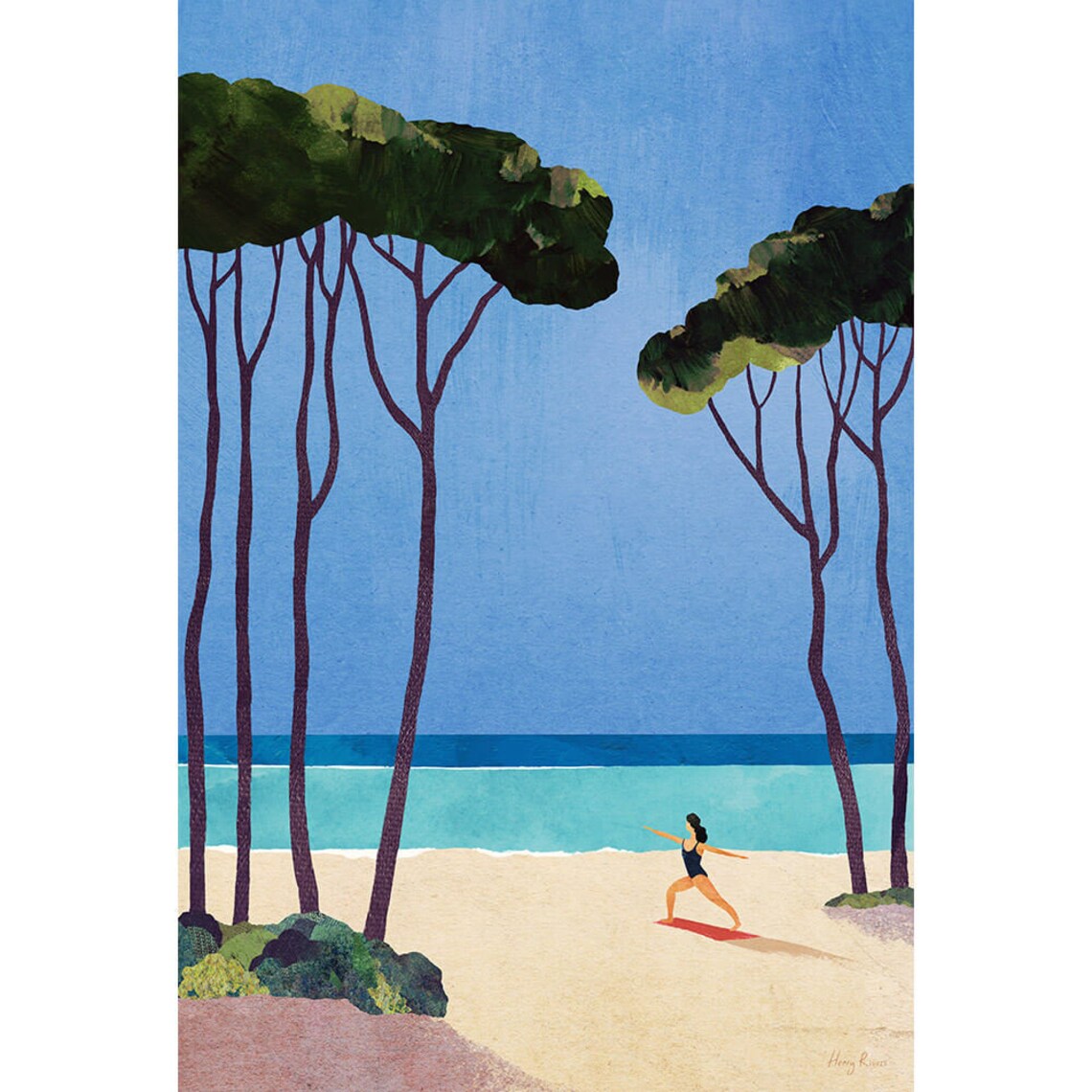 Yoga Girl by Henry Rivers, Beach Yoga Poster - Image 3