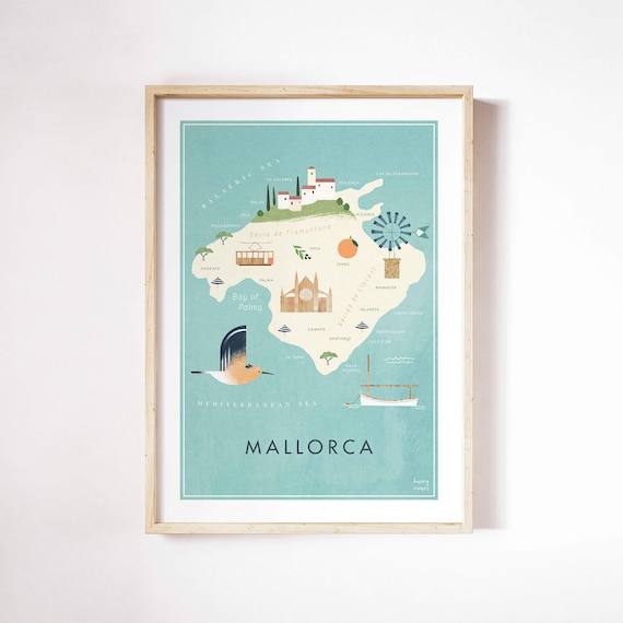 Mallorca Illustrated Map Art Print, Henry Rivers