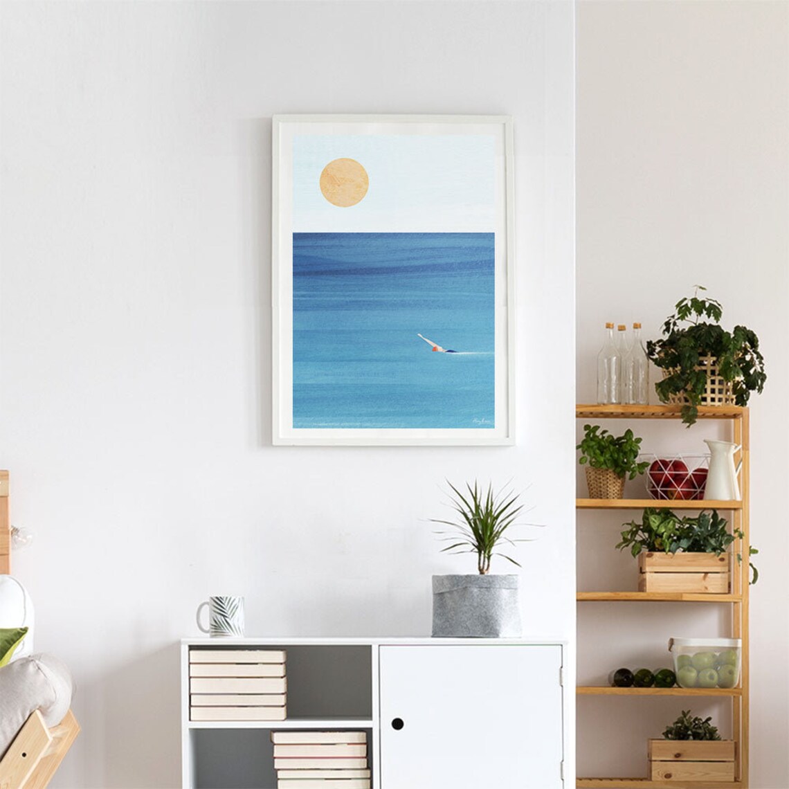 Sea Swim Print by Henry Rivers, Beach Wall Art - Image 4