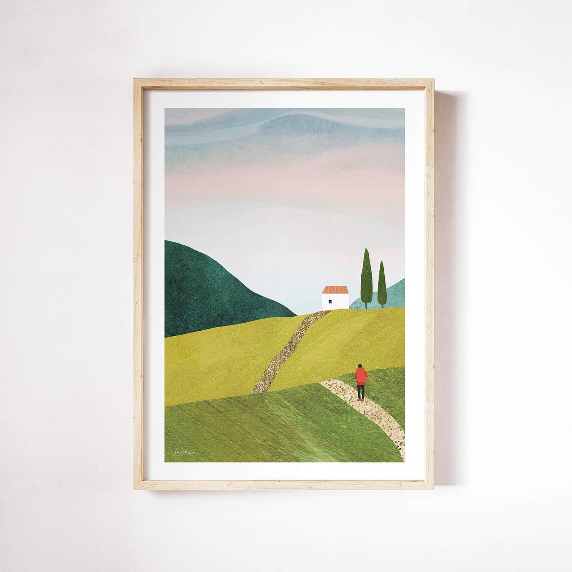 Hiking Print by Henry Rivers, Mountain Travel Poster