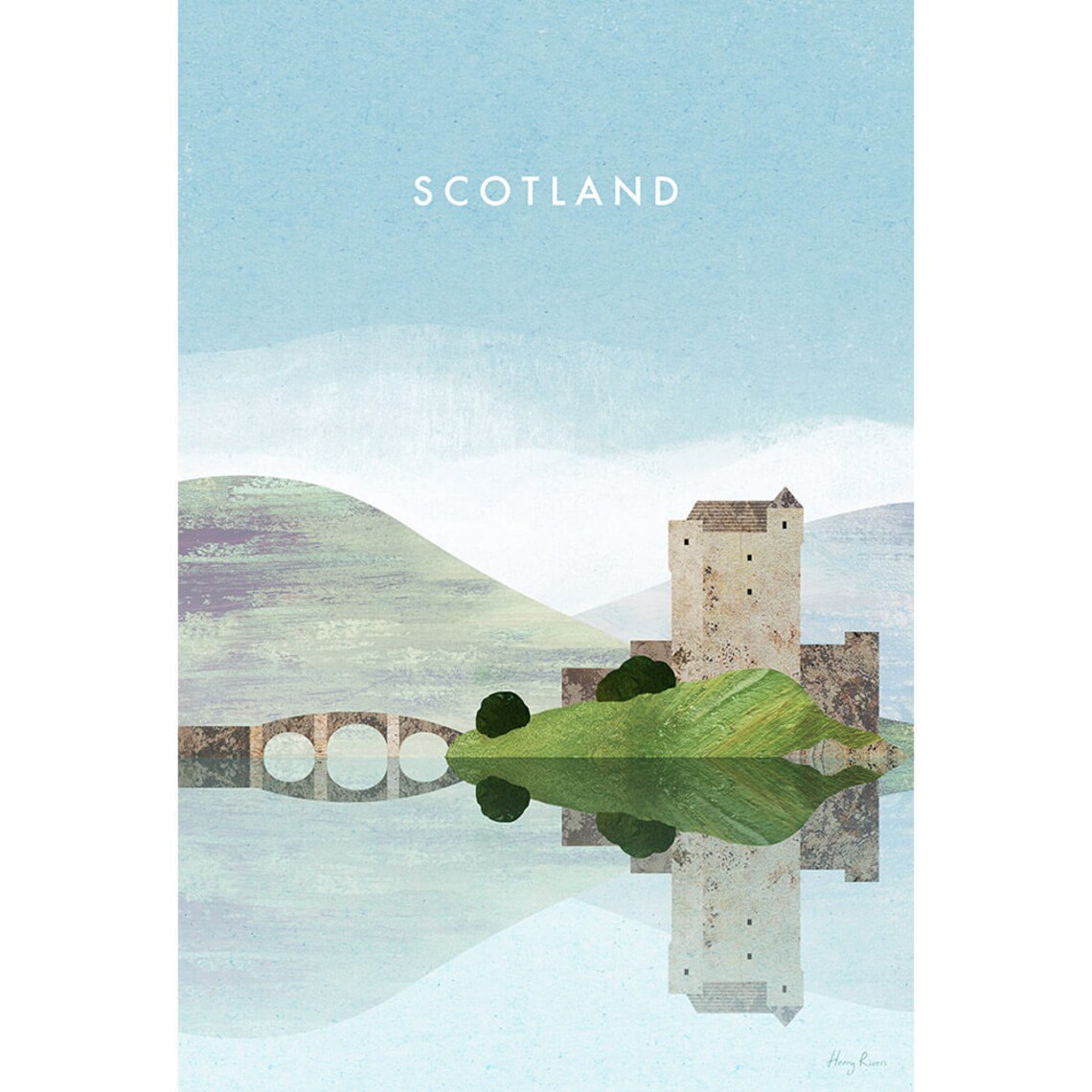 Scotland Eilean Donan Travel Poster, Henry Rivers - Image 2