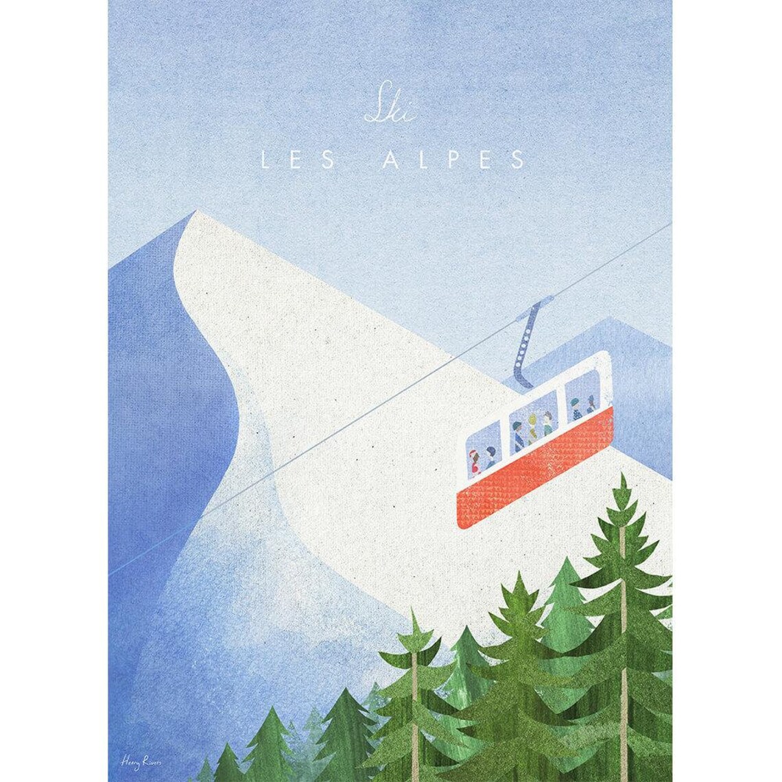 Les Alpes Vintage Travel Poster, Minimalist Landscape - Image 2