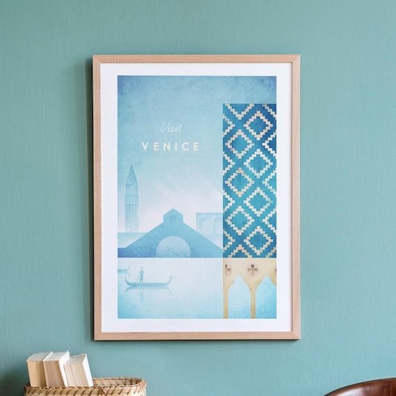 Venice Travel Poster, Minimalist Vintage Retro Style
