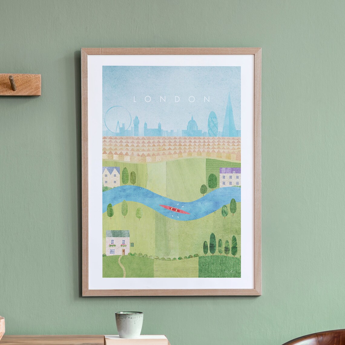 London Vintage Travel Poster, Minimalist Retro Art Print