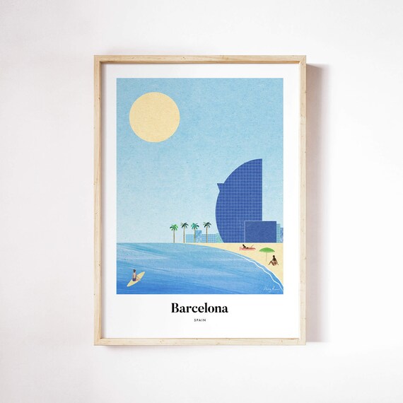 Barcelona Print By Henry Rivers Travel Poster