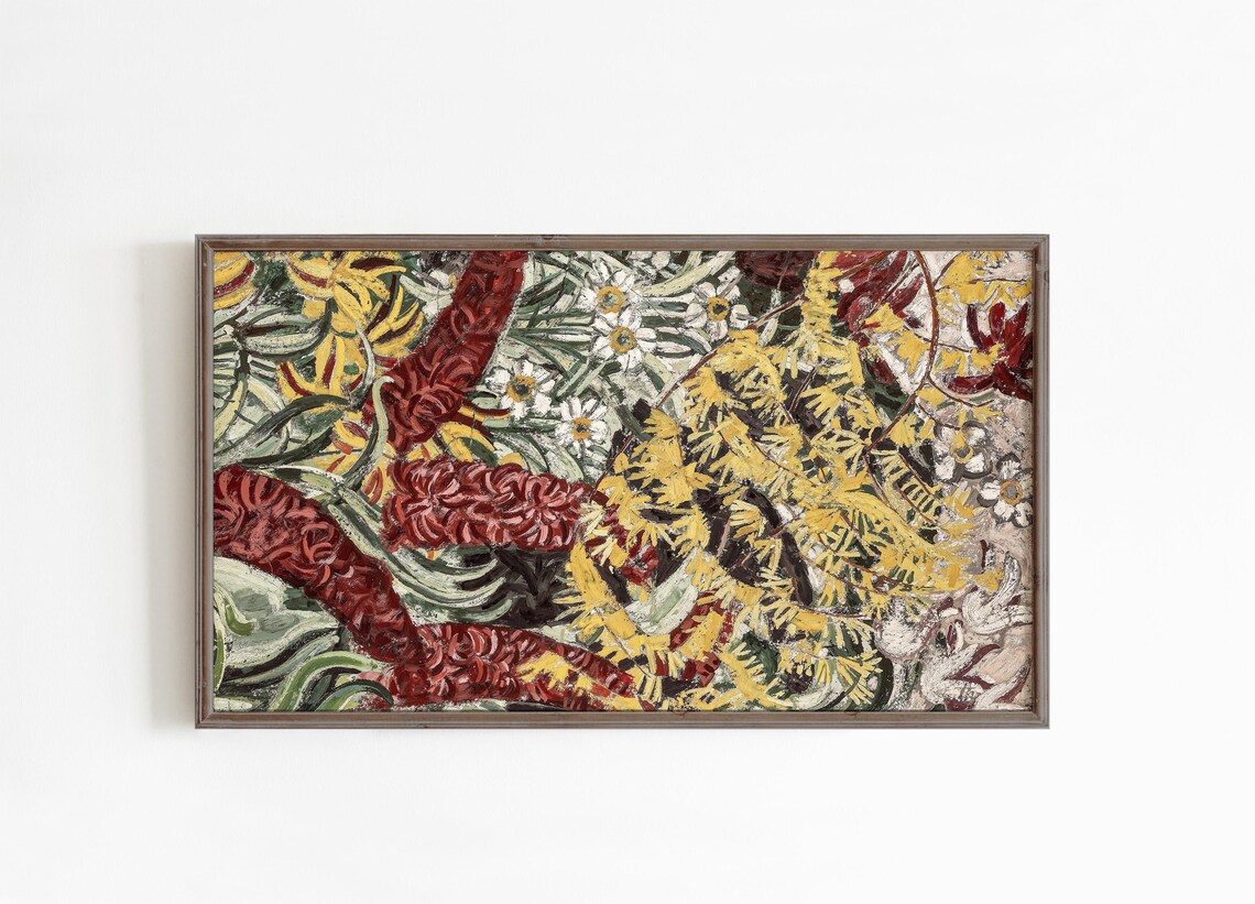 Yellow Wildflower Meadow Garden Colorful Floral Painting Wall Art