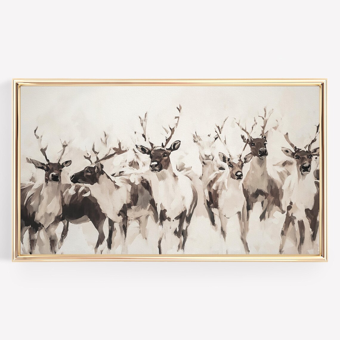 Christmas Abstract Winter Deer Neutral Art Print - Image 4