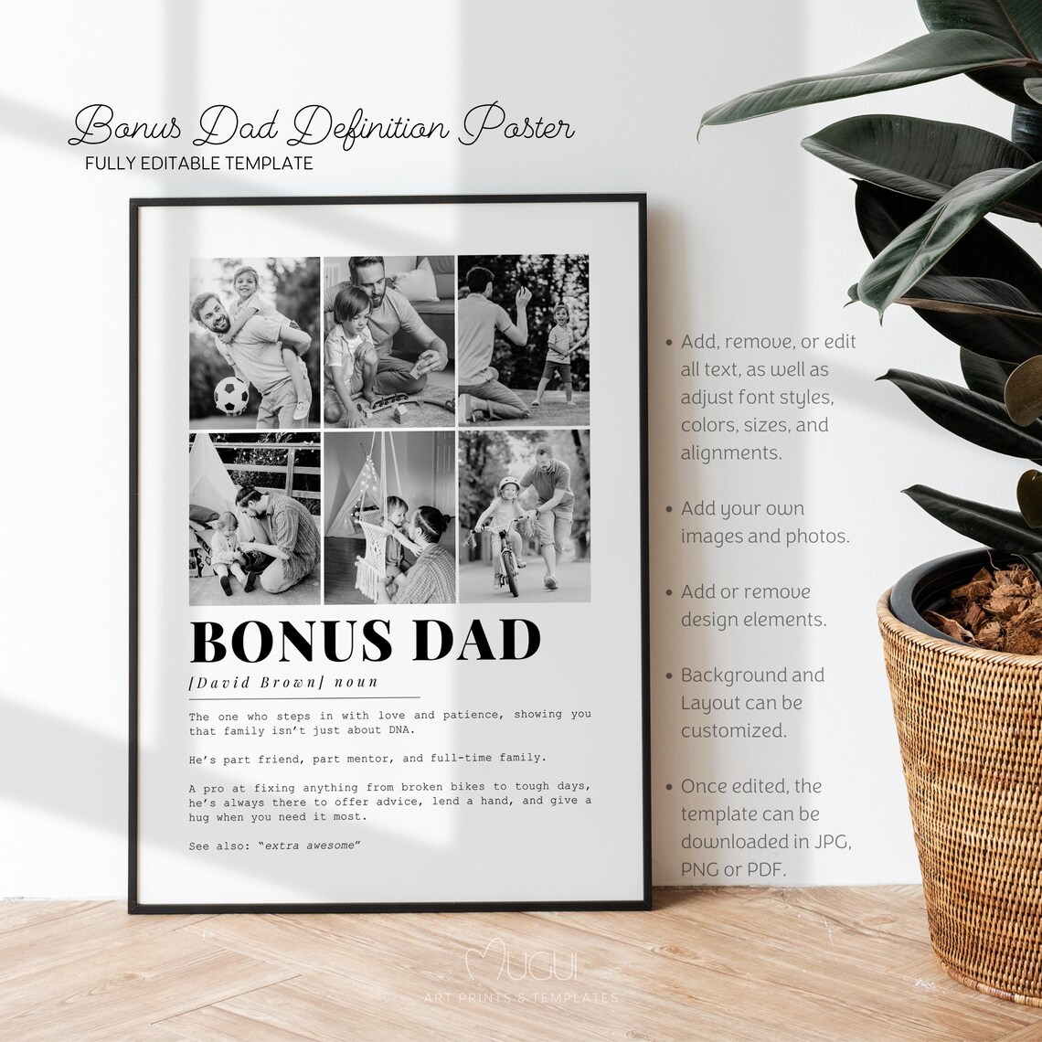 Bonus Dad Definition - Customizable Photo Art - Image 5