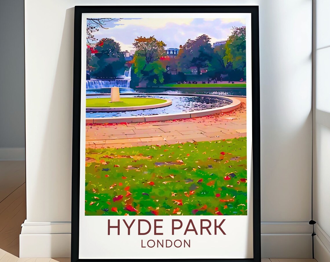 Hyde Park London Diana Memorial Fountain Autumn Leaves Poster