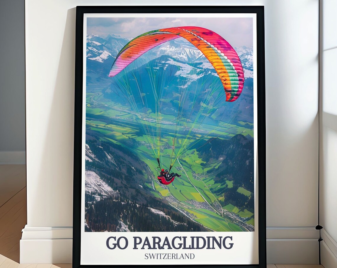 Go Paragliding Switzerland Rainbow Canopy Valley Flight Poster