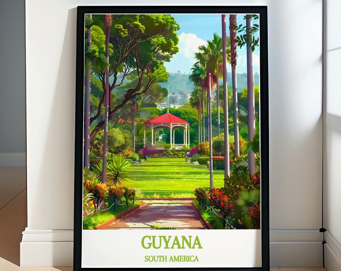 Guyana South America Tropical Garden Gazebo Palm Avenue Poster