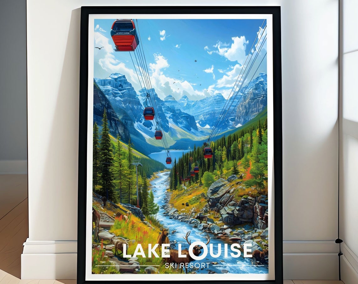 Lake Louise Ski Resort Print Lake Louise Gondola Travel Print National Park Art Of Lake Louise