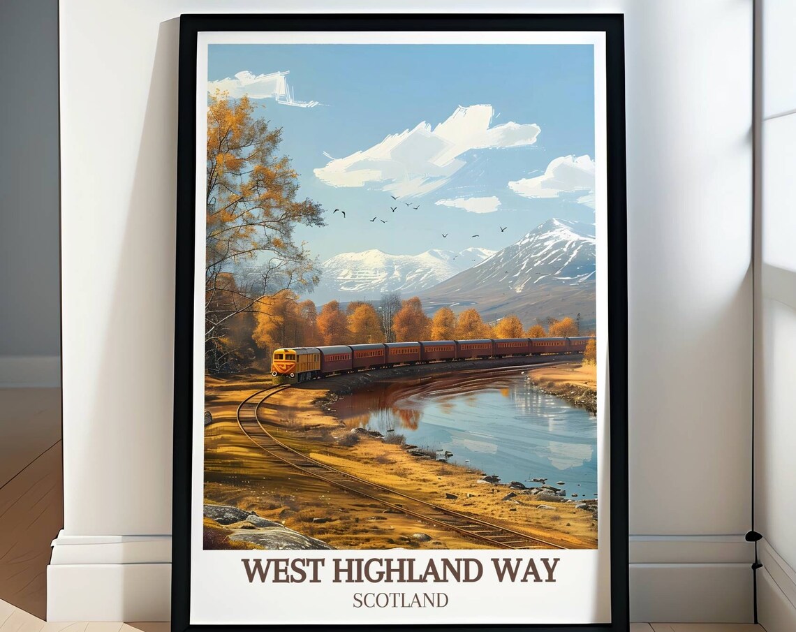 West Highland Way Scotland Autumn Train Moorlands View Poster