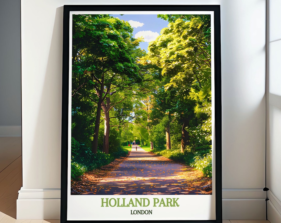 Holland Park Sun Dappled Woodland Avenue London Travel Poster