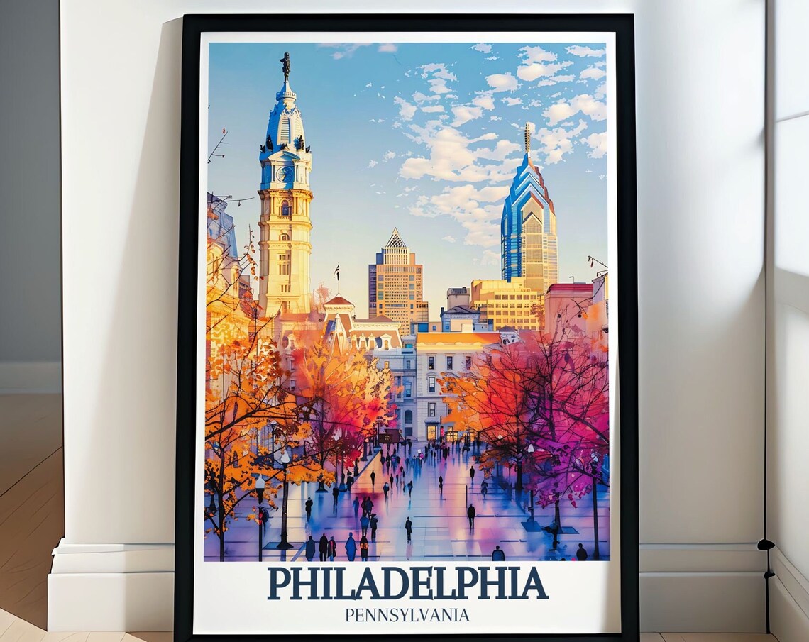 Philadelphia Autumn Day City Hall Skyline Pennsylvania Poster