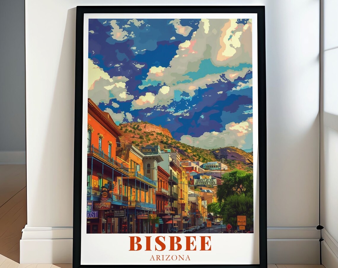 Bisbee Arizona Historic Downtown Colorful Buildings And Hills Poster
