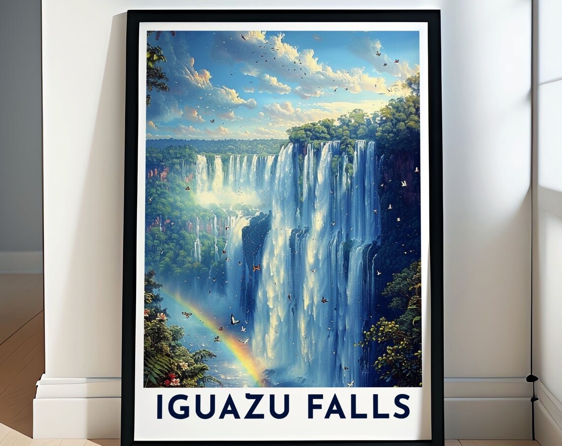 Iguazu Falls Rainbow Butterflies Misty Rainforest Falls Poster