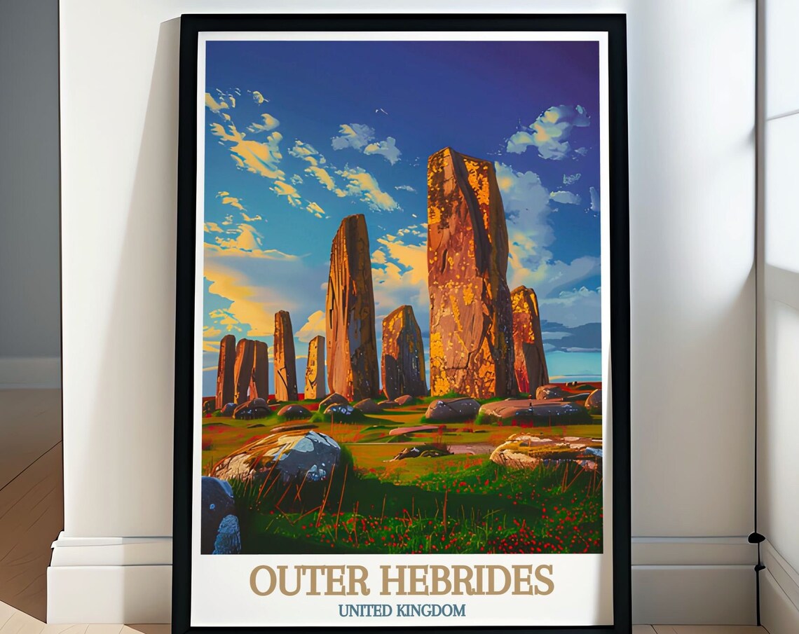 Outer Hebrides Callanish Standing Stones Golden Sunset Glow Poster