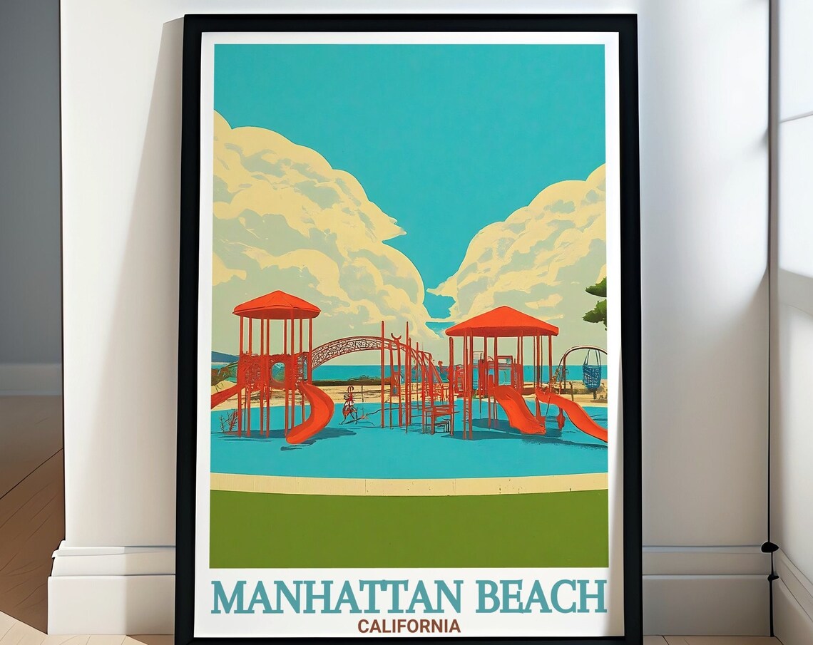 Polliwog Park Playground by the Sea Manhattan Beach Travel Poster