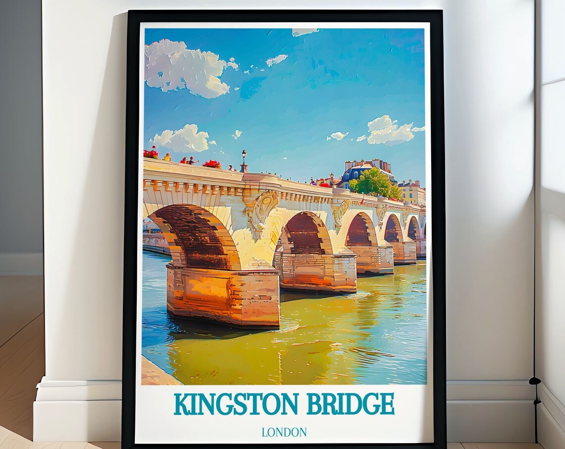 Kingston Bridge London Historic Stone Arches River Thames Poster