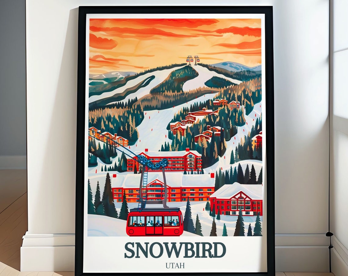 Snowbird Travel Print Snowbird Resort Aerial Tram Posters And Gifts Snowbird Resort Aerial Tram Prints Ski Resort Wall Art