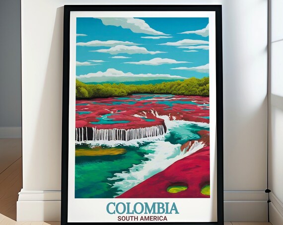 Colombia Caño Cristales Red River Canyon Landscape Travel Poster