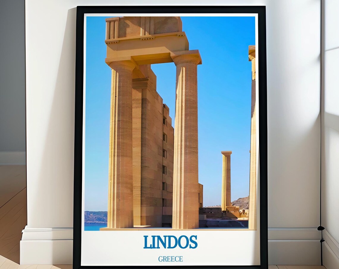 Lindos Temple of Athena Columns Aegean View Greece Photo Poster