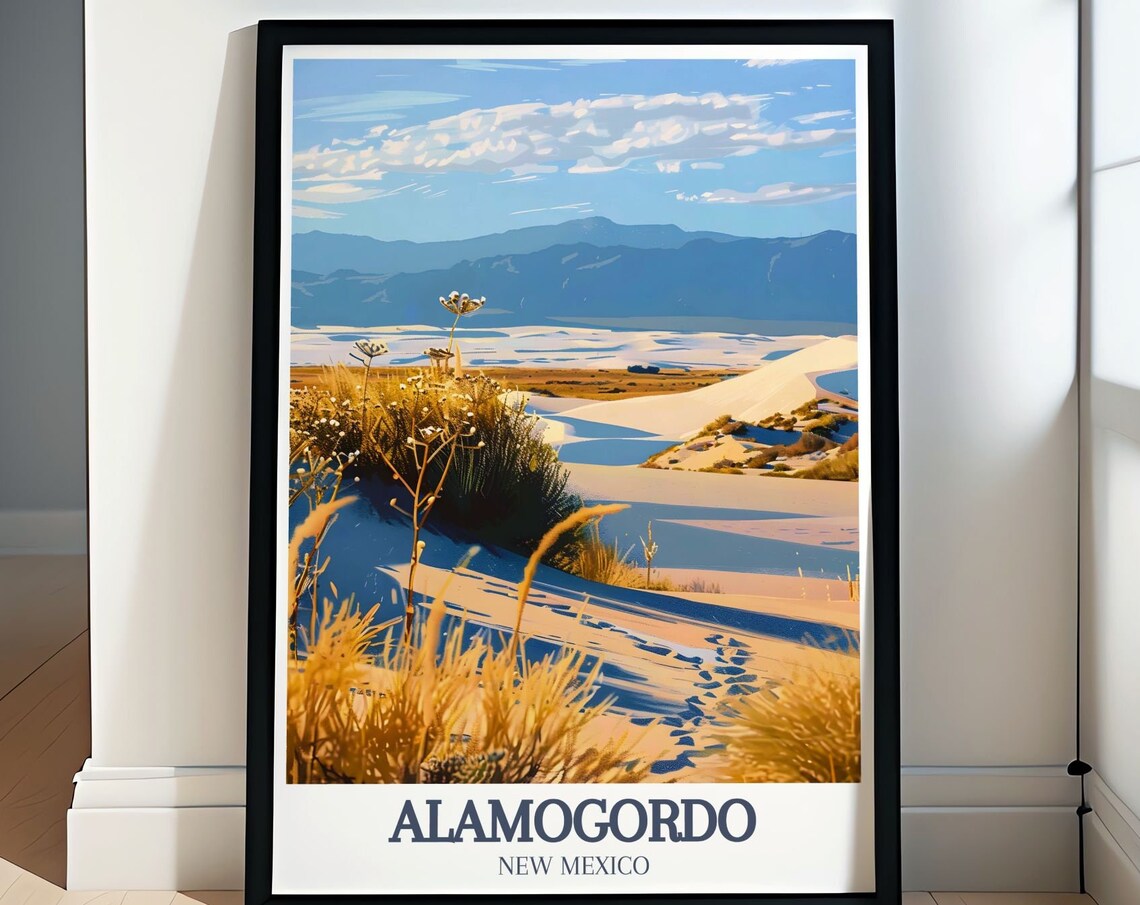 Alamogordo White Sands Desert Warm Sunset Glow Travel Art Poster