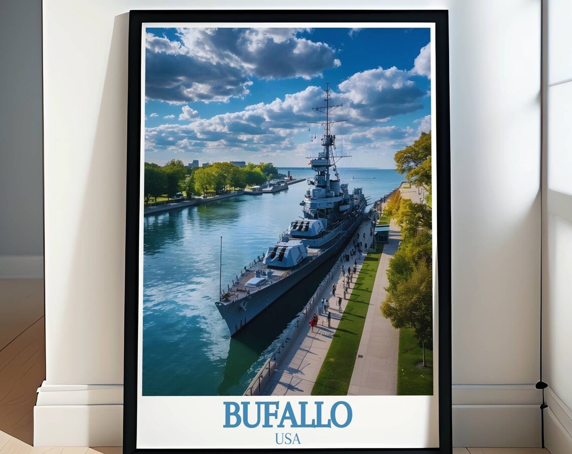 Buffalo Naval Park Battleship Museum Aerial USA Travel Poster