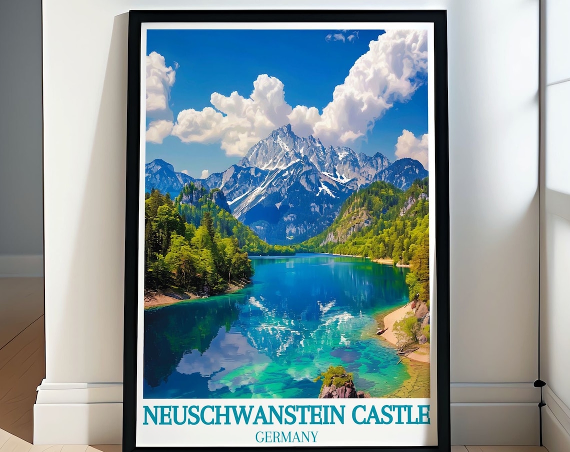 Neuschwanstein Castle Germany Alpine Lake Mirror Reflection Poster