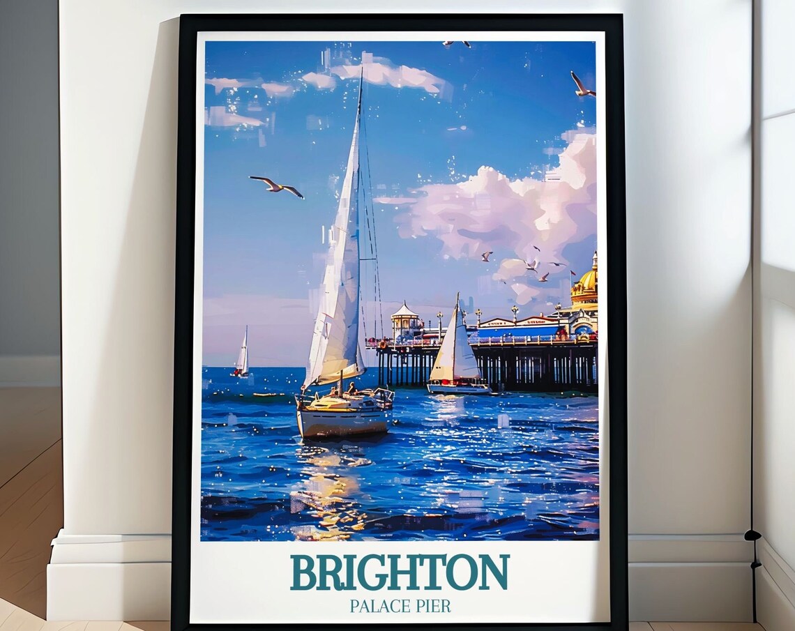 Brighton Sailboats Palace Pier Sailing Regatta England Poster