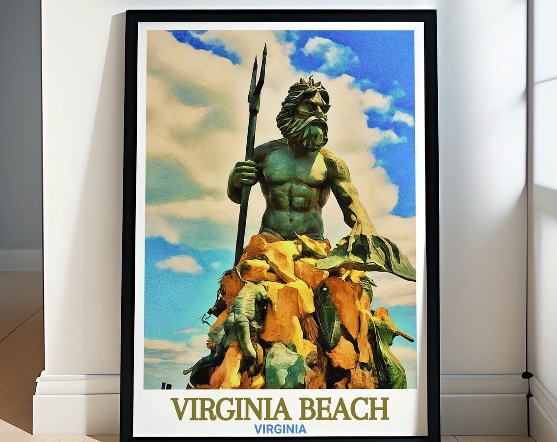 Virginia Beach King Neptune Bronze Statue Trident Ocean Poster