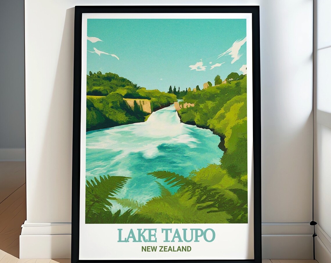Lake Taupo New Zealand Huka Falls Turquoise Rapids Art Poster