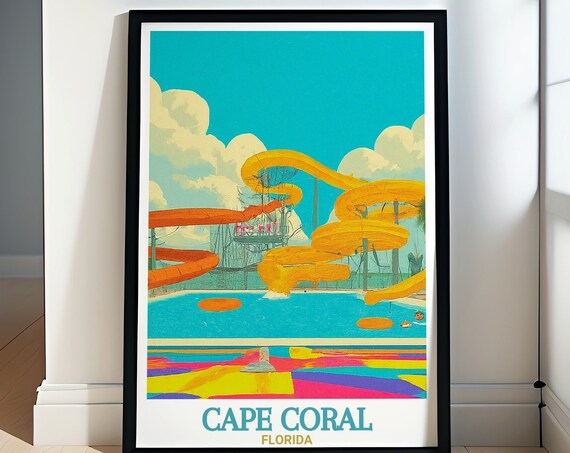 Cape Coral Travel Print Sun Splash Family Waterpark Art Sun Splash Family Waterpark Gifts Cape Coral Wall Art