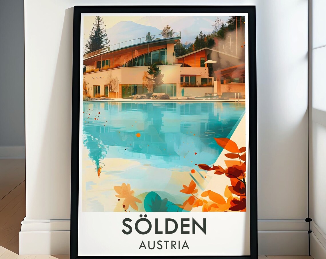 Solden Austria Aqua Thermal Spa Pool Alpine Summer Retreat Poster