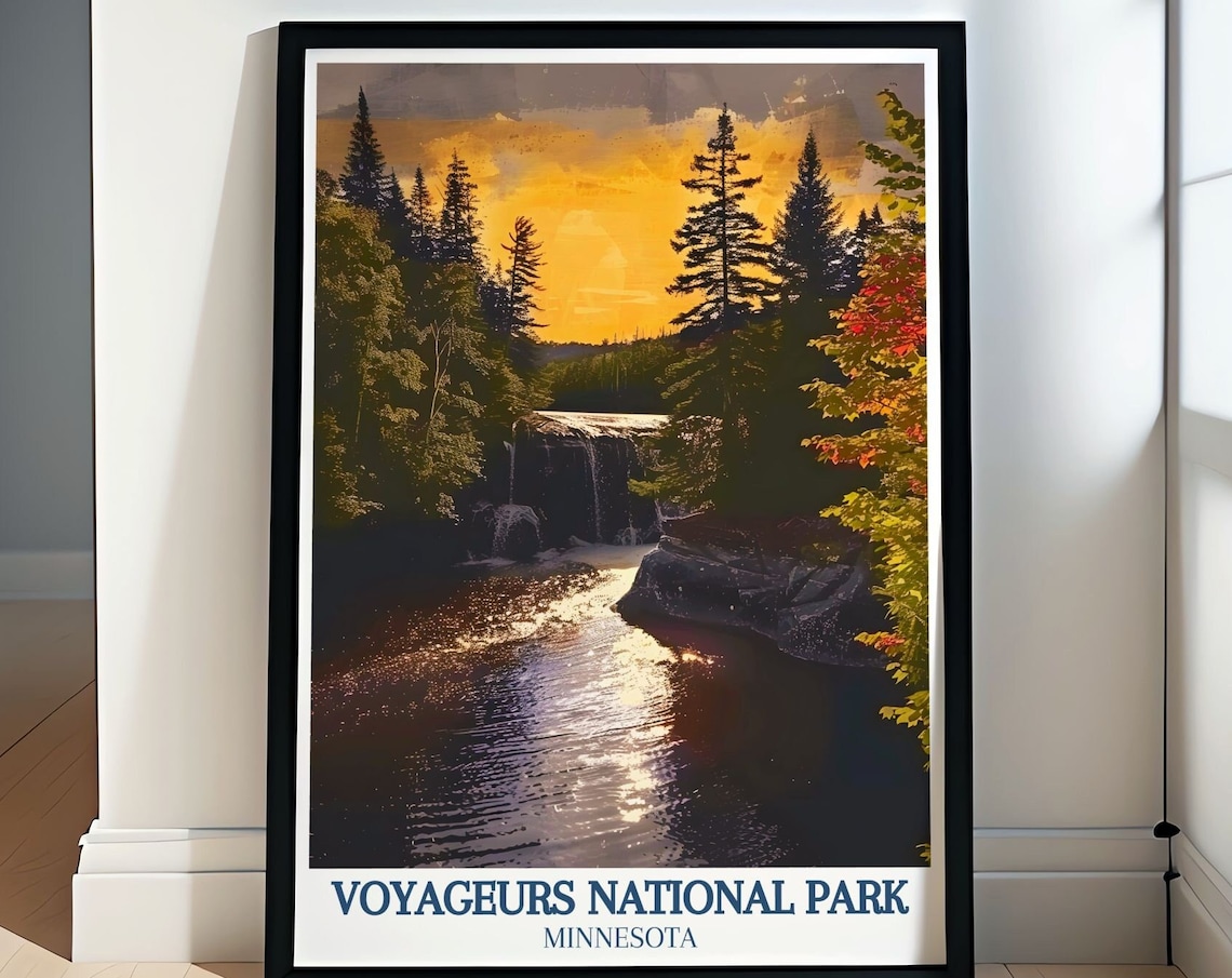 Voyageurs National Park Travel Poster Lake Roosevelt And Kettle Falls Art Print Poster Of Lake Roosevelt And Kettle Falls