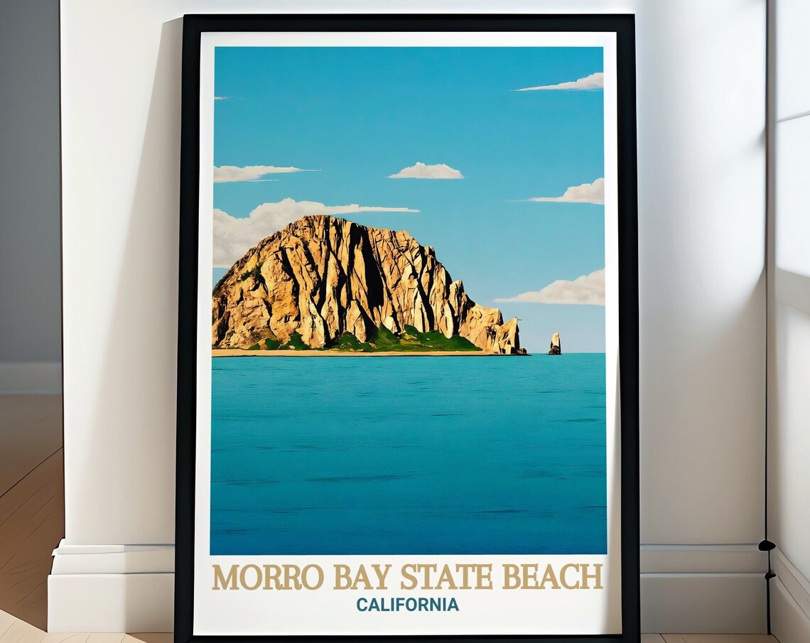 Morro Bay State Beach California Morro Rock Coastal Art Poster