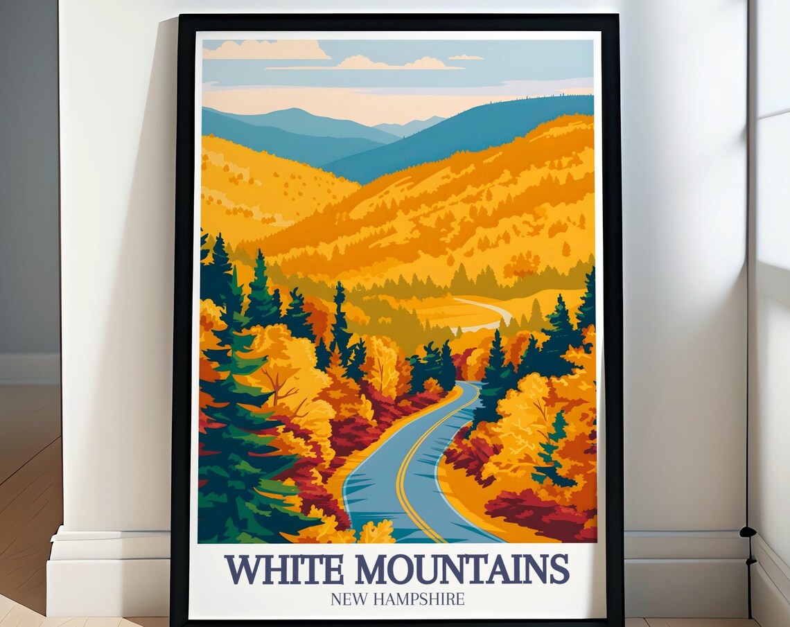 White Mountains Fall Foliage Winding Road New Hampshire Drive Poster