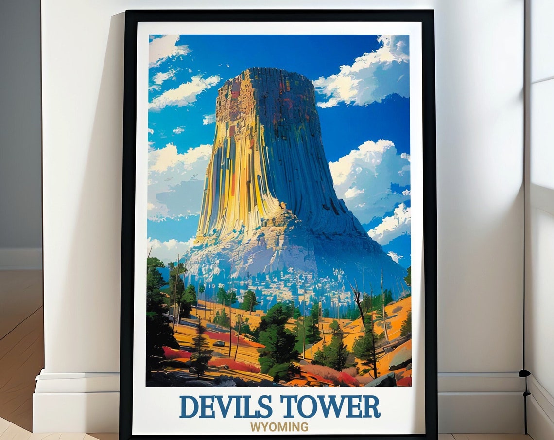 Devils Tower Wyoming National Monument Rock Column Sunset Poster