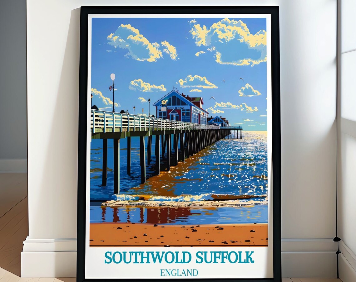 Southwold Pier Long Wooden Boardwalk Over the Sea Travel Poster