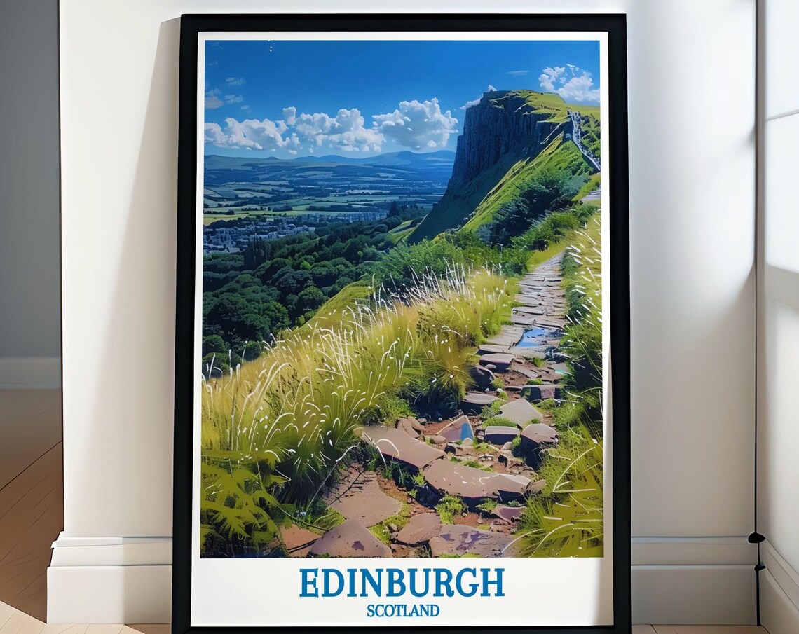 Edinburgh Scotland Rocky Hill Trail Above The City Skyline Poster