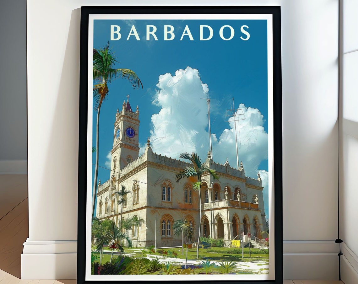 Barbados Parliament Building Travel Poster Travel Art Of Barbados Parliament Barbados Parliament Travel Wall Decor