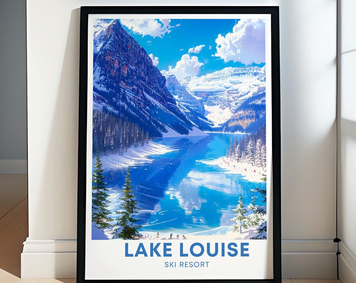 Lake Louise Ski Resort Frozen Mirror Lake Snow Peaks Winter Poster