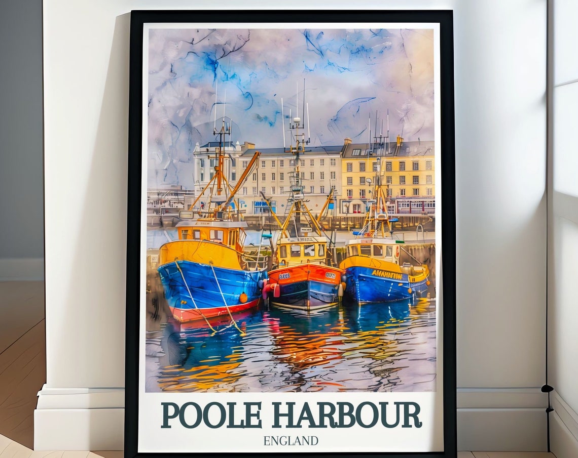 Poole Harbour Travel Poster Borough Of Poole Holes Bay Prints Poole Harbour And Holes Bay Wall Art England Travel Gifts
