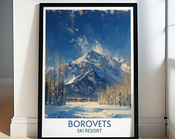 Borovets Travel Posters Bulgarias Ski Resorts With Stunning Artistic Prints Skiing Art From Bulgaria