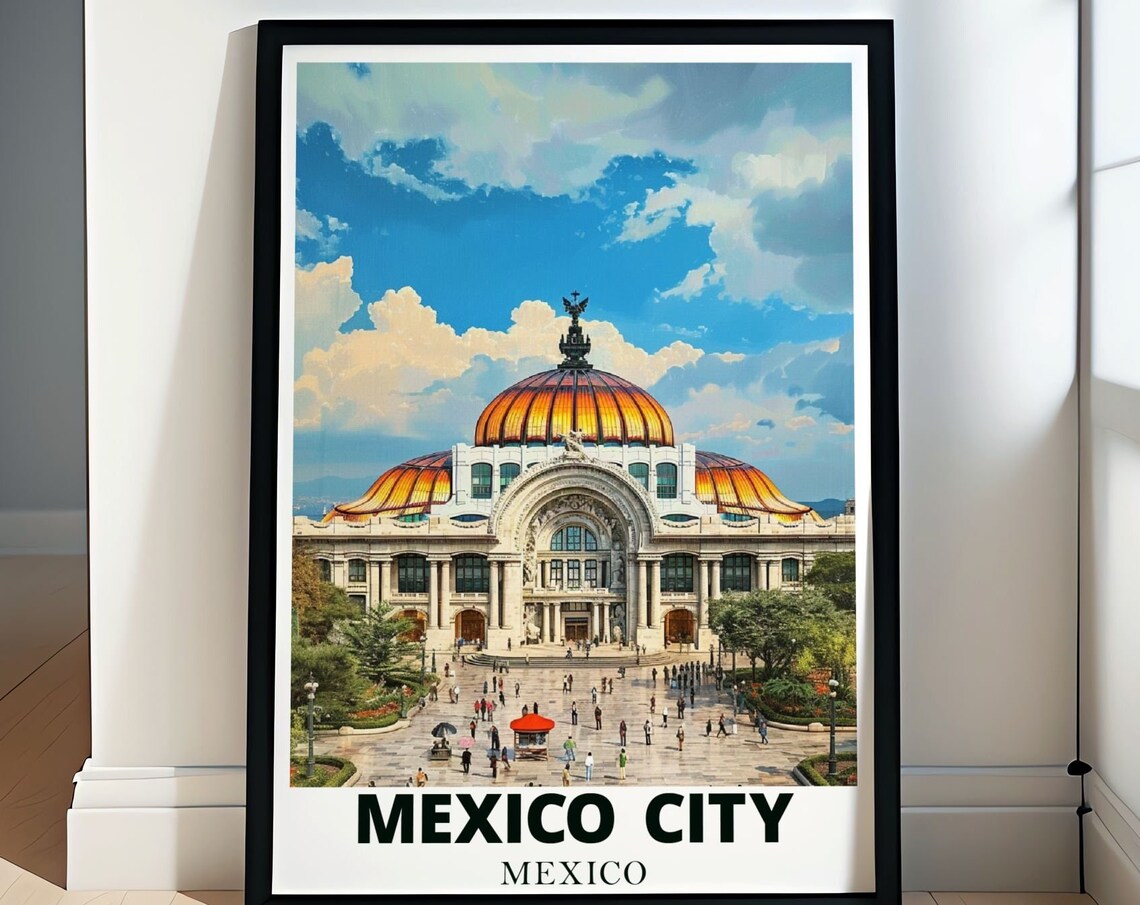 Palacio de Bellas Artes Orange Dome Mexico City Center Poster