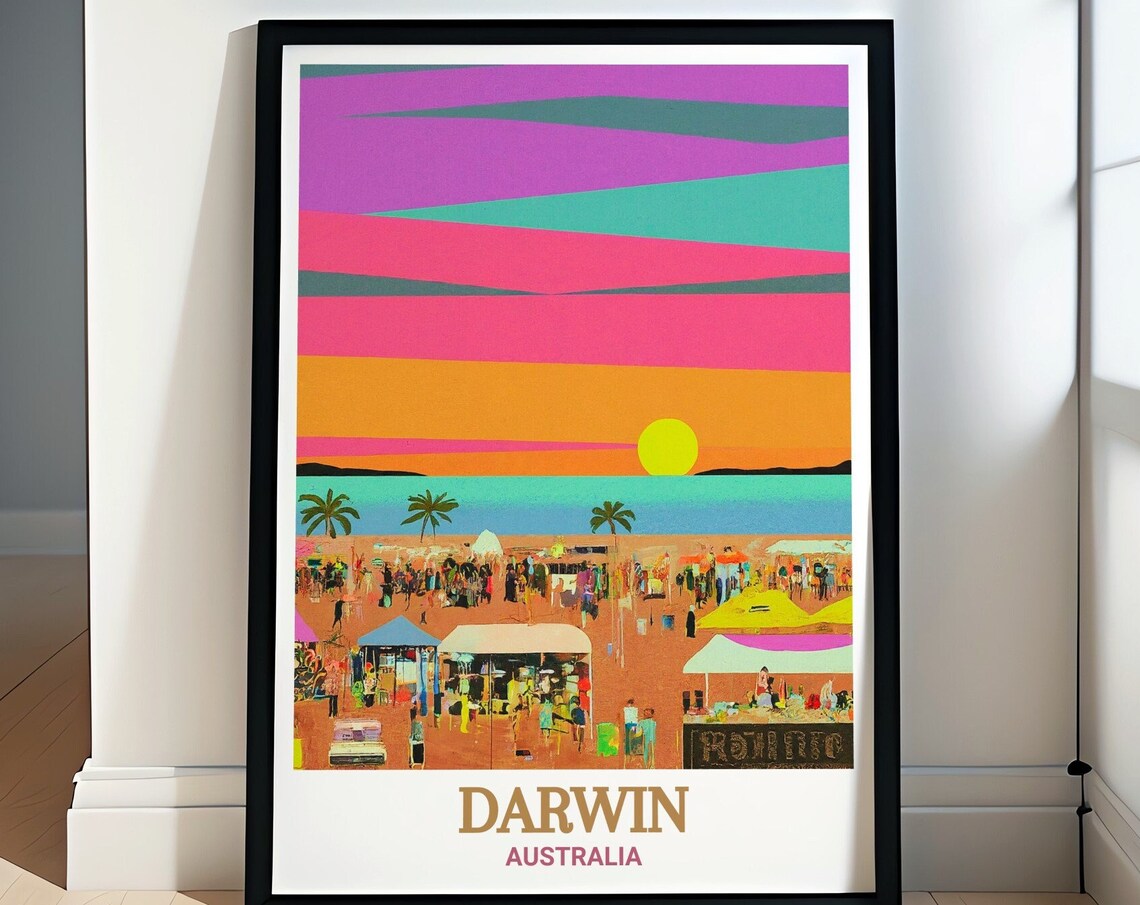 Darwin Australia Mindil Beach Sunset Market Bustling Scene Poster