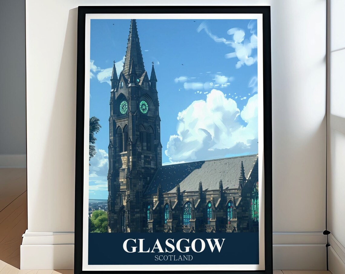 Glasgow Scotland Cathedral Gothic Spire Medieval Landmark Poster