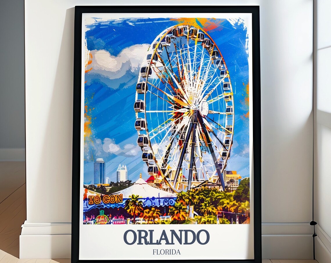 Orlando Florida Orlando Eye Ferris Wheel Icon Park Blue Sky Poster